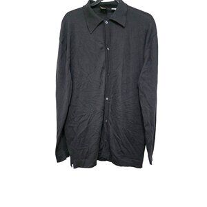 TSE Men's Black Button-Up Cardigan Long Sleeve Lightweight Sweater 100% Wool Siz